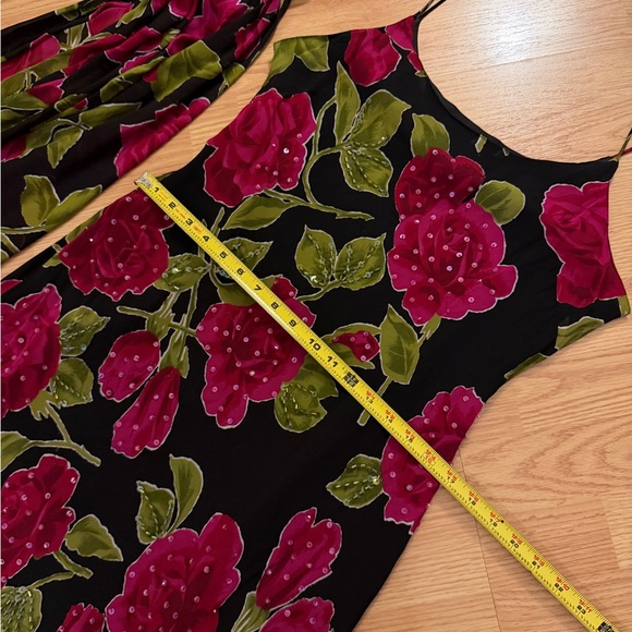 VTG Y2K Eva Blue Beaded Dress W/ Scarf Sz 10 Spaghetti Strap Flowy Formal Fairy - Picture 7 of 9